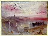 Joseph Mallord William Turner View over Town at Suset a Cemetery in the Foreground painting